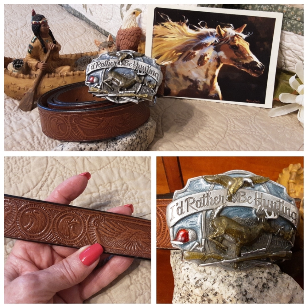 VTG 1987 SISKIYOU BUCKLE & HANDTOOLED LEATHER BELT